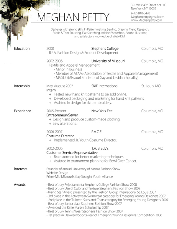 Resume format american style